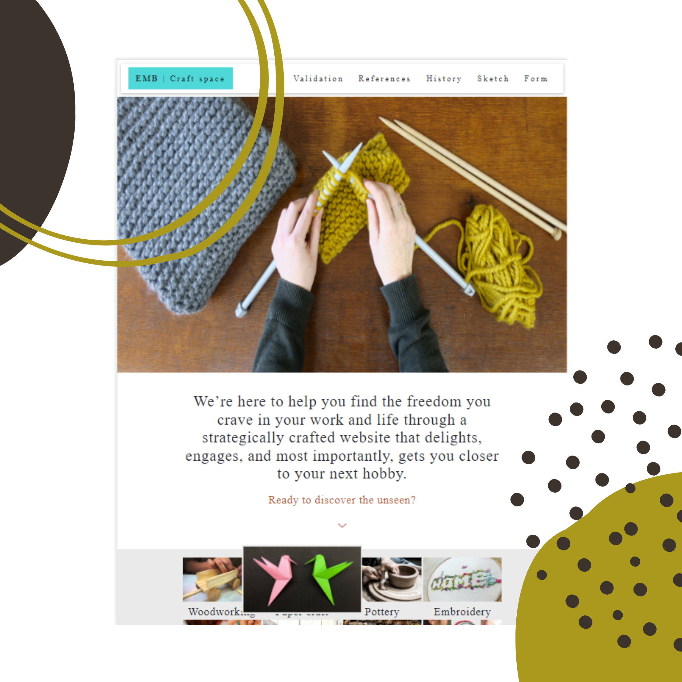 EMB | Craft Space landing page layout