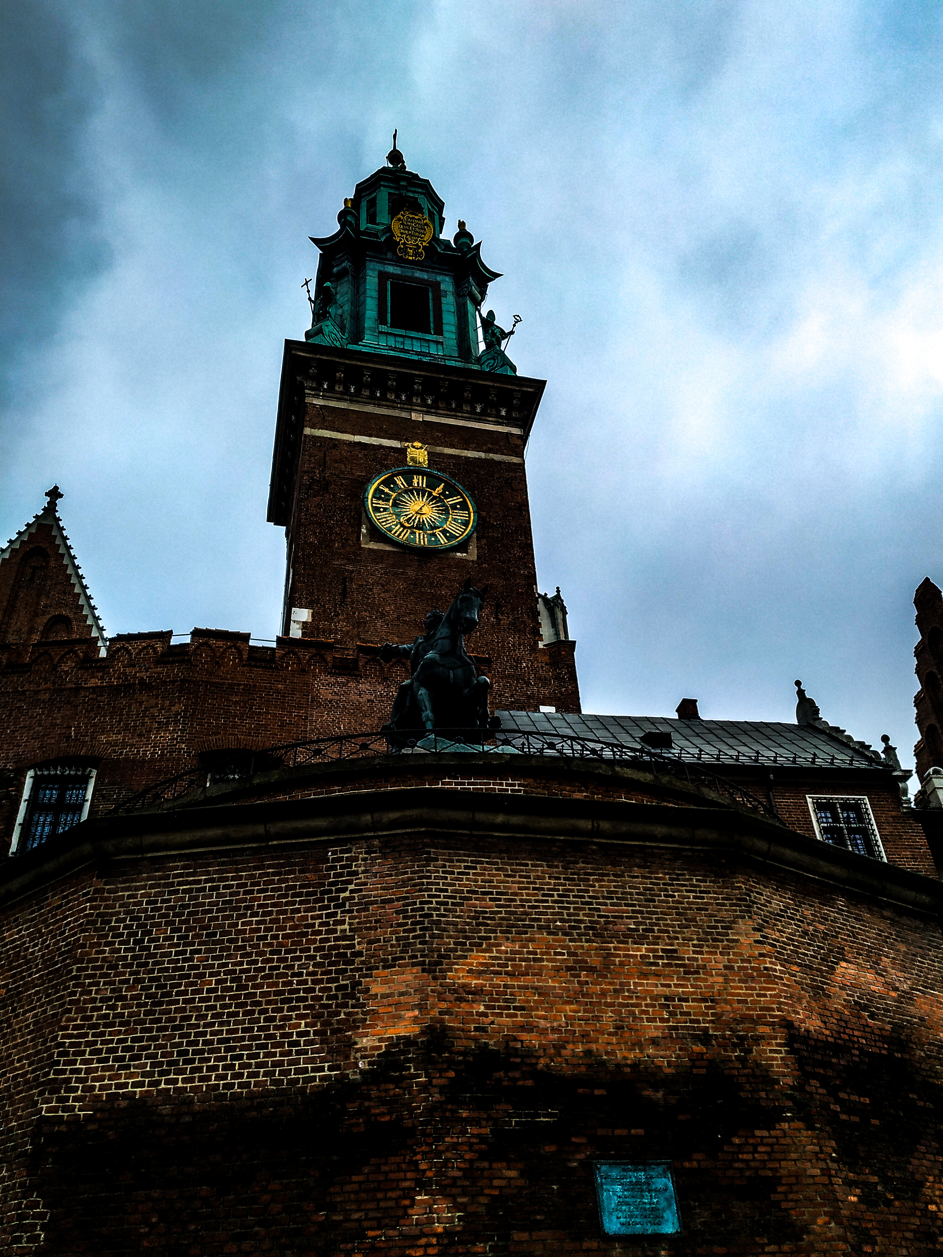  front view of Clock Tower, Wawel Cathedral in Krakow, Poland