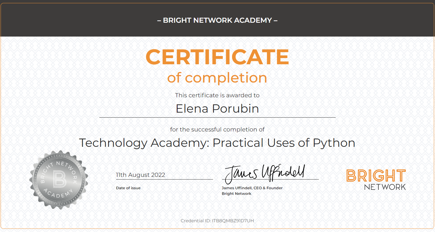 TA practical uses of Python certificate